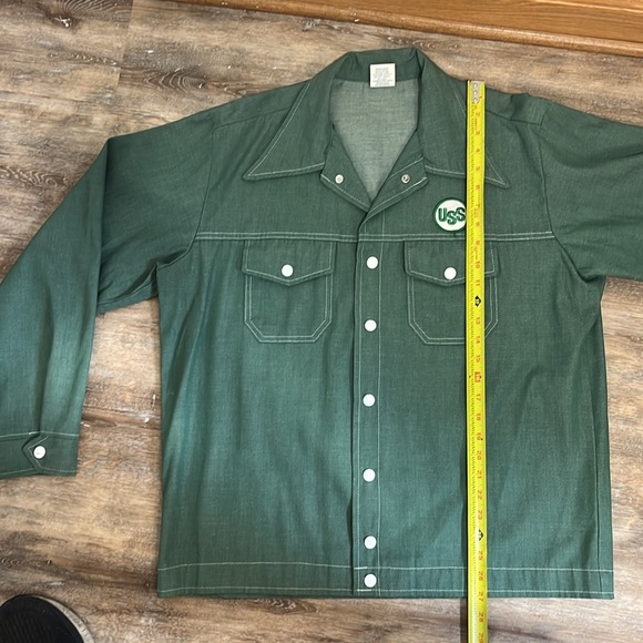 Vintage Cap’n Jack Light Weight Green Denim Jacket United States Steel Logo - Picture 10 of 11